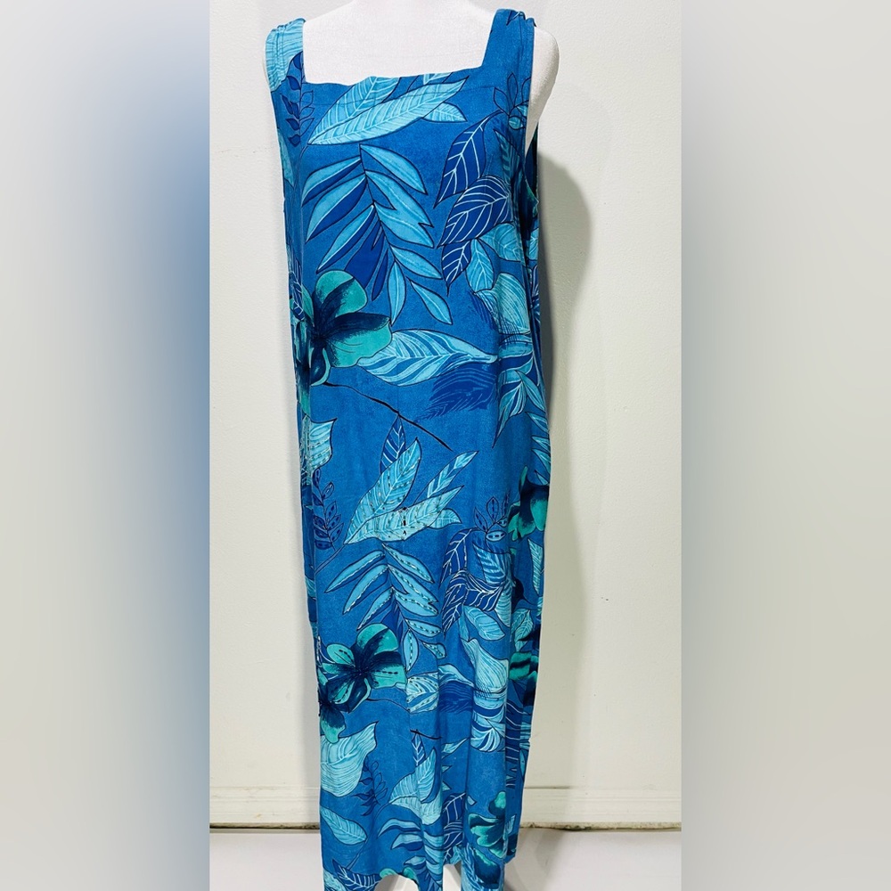 Phases maxi dress tropical floral beach resort summer periwinkle blue Women’s M